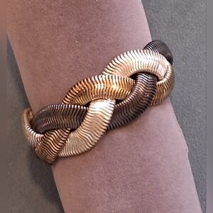 MONET Tri Tone Mixed Metal Serpentine Braid Bracelet